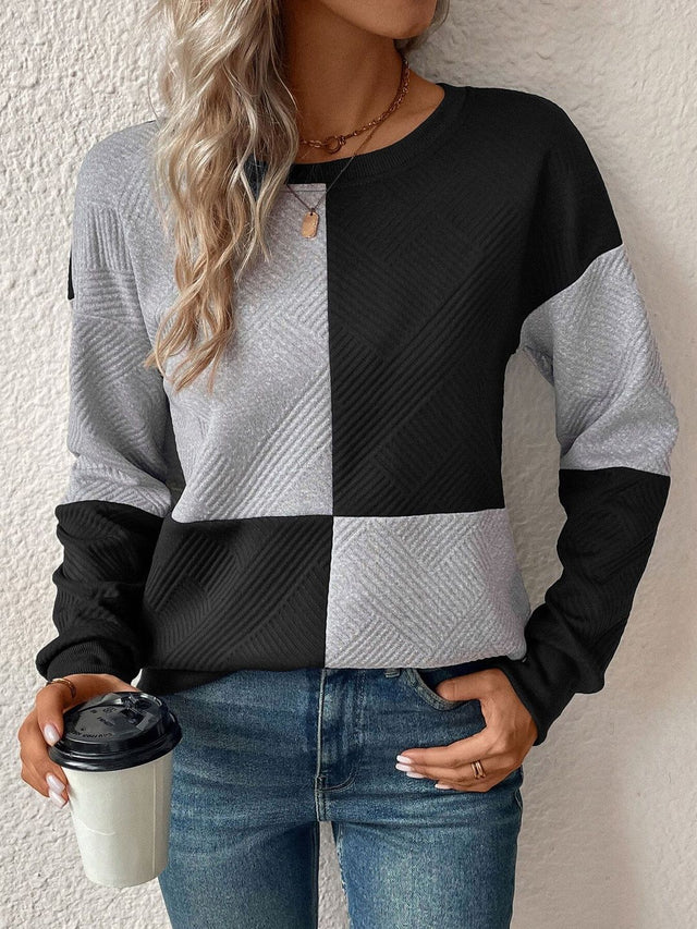 Colourblocked Sweatshirt in Multicolor Cotton - Nowi Korean Fashion