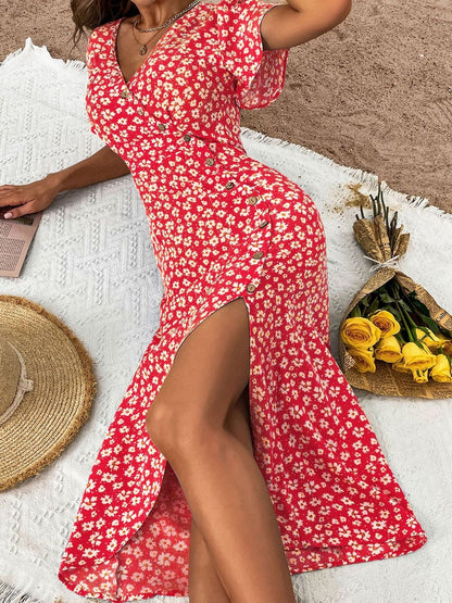 Floral Print A-Line Midi Dress