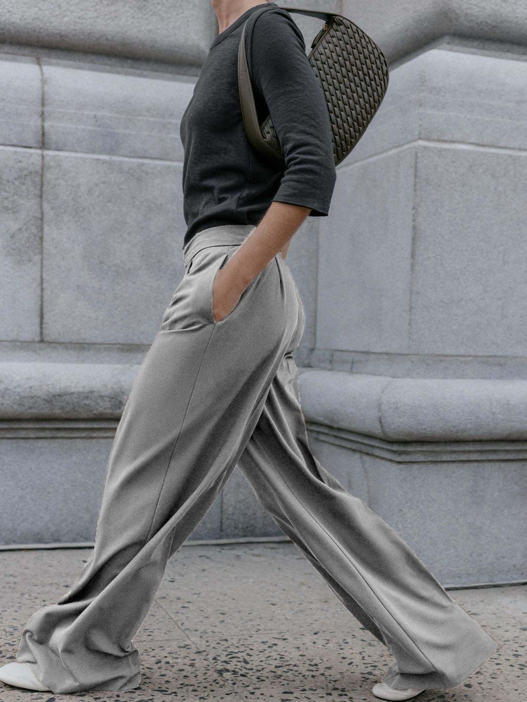 Women High-Rise Pleated Trousers