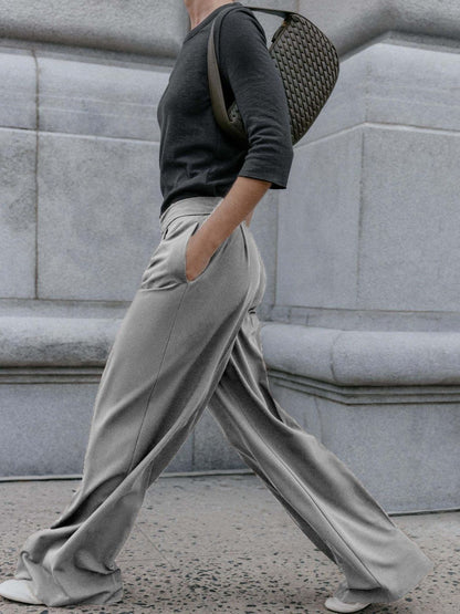 Women High-Rise Pleated Trousers