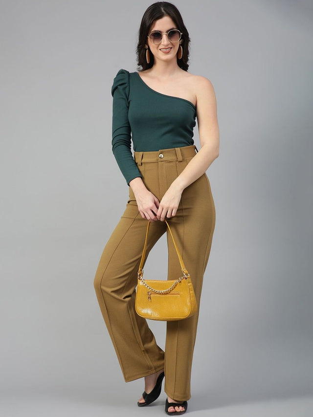 NOWI Women High-Rise Solid Regular Fit Formal Trousers