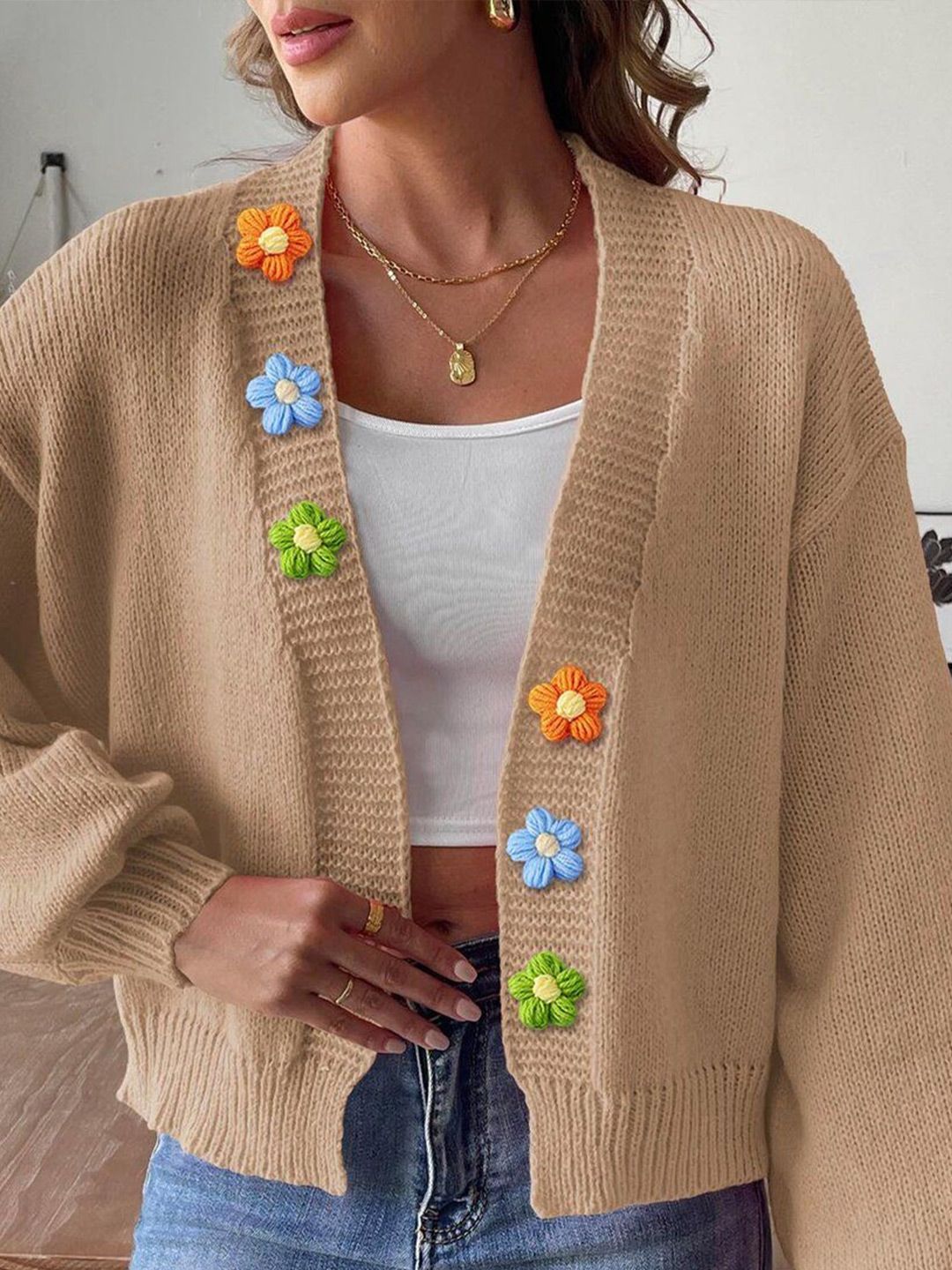 Women Cardigan with Embellished Detail