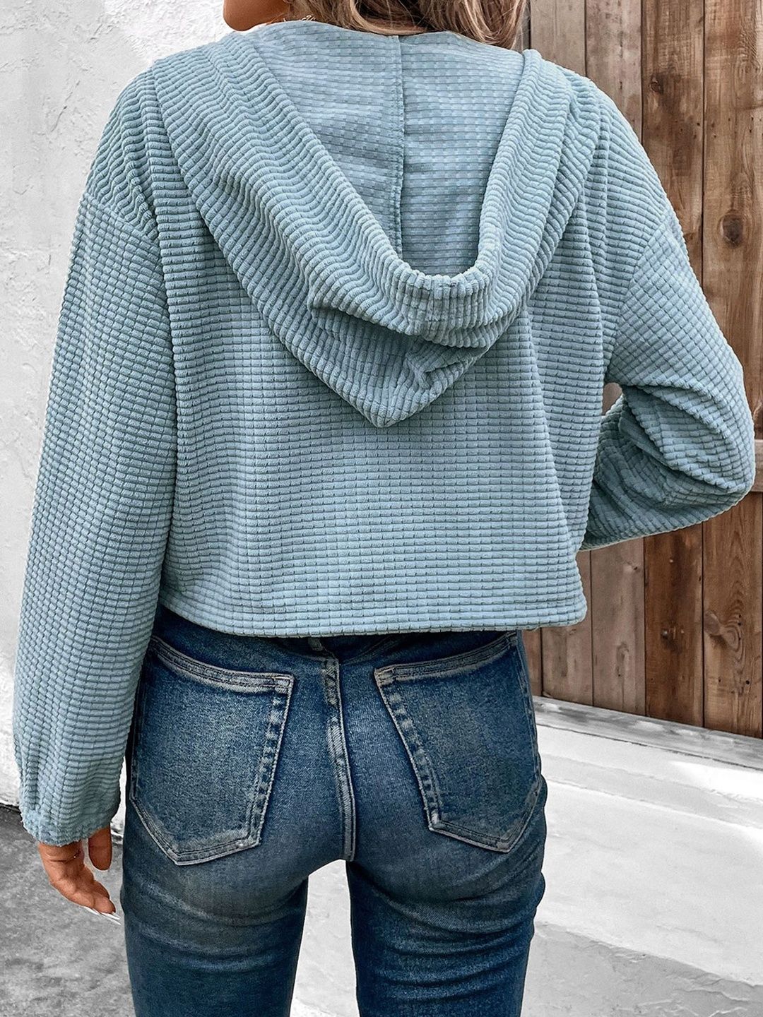 Women's Blue Lightweight Crop Bomber Jacket