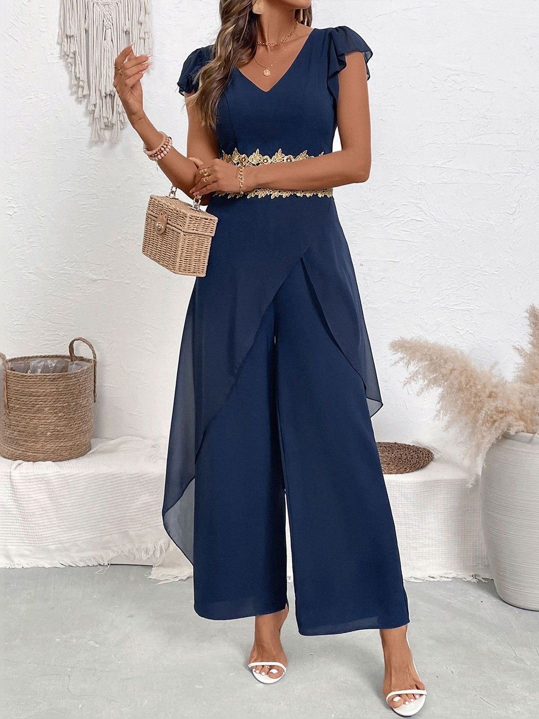 Basic Jumpsuit with Embellished