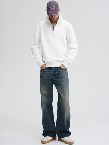 Sweatshirt in White Cotton Style 212 - Nowi Korean Fashion