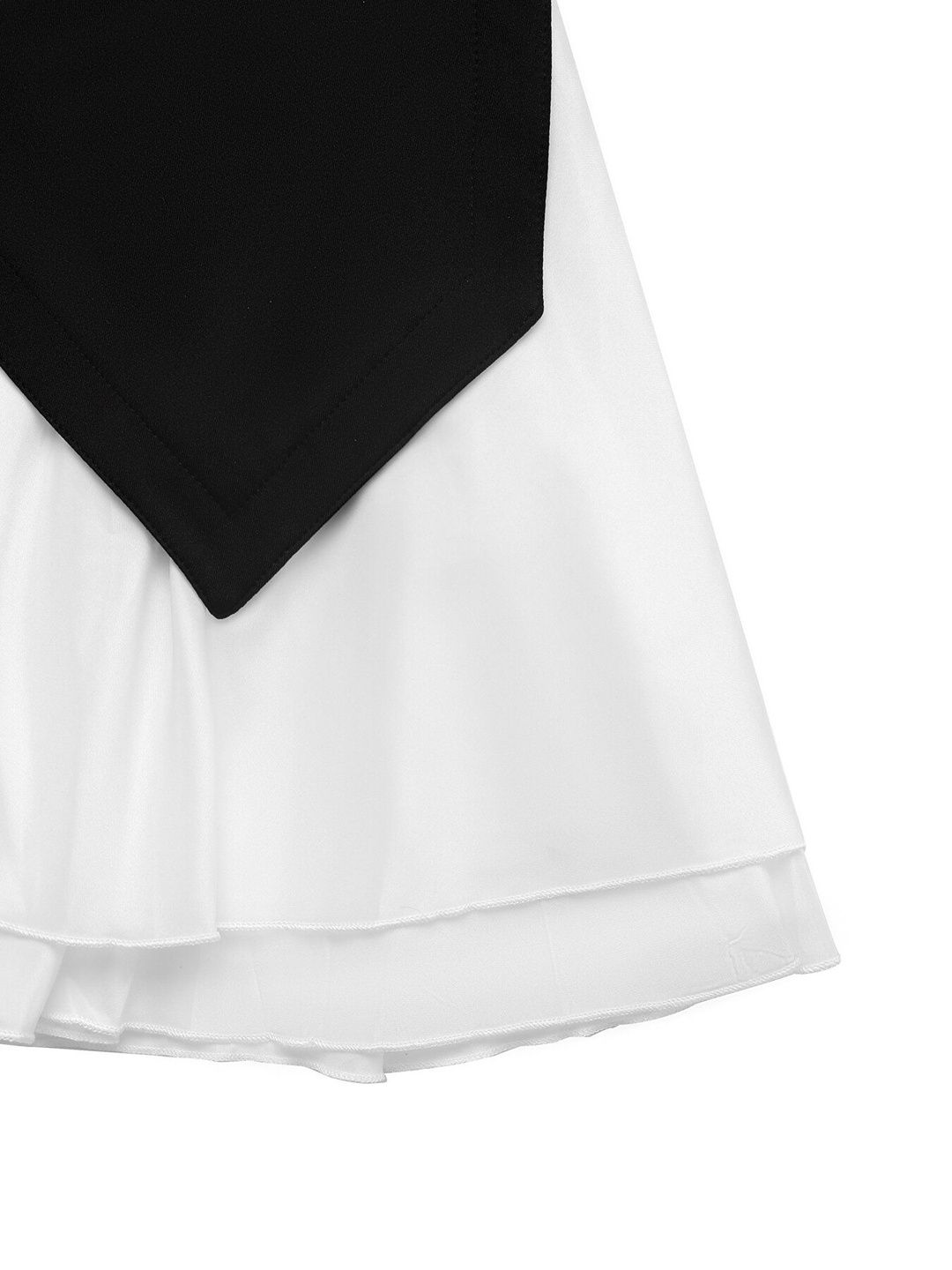 Women's Black Colourblocked Flared Sleeve Ruffled Fit &