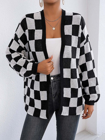 Women Checked Cardigan