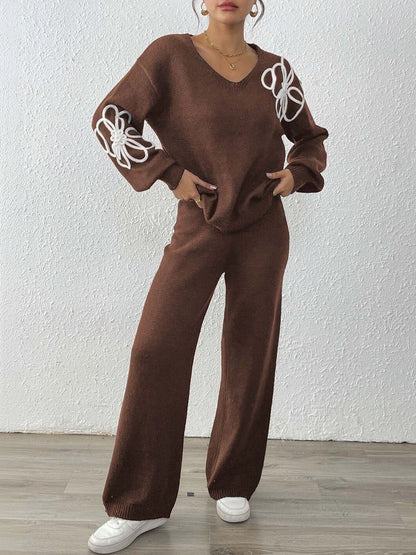 Embroidered Sweater with Trousers