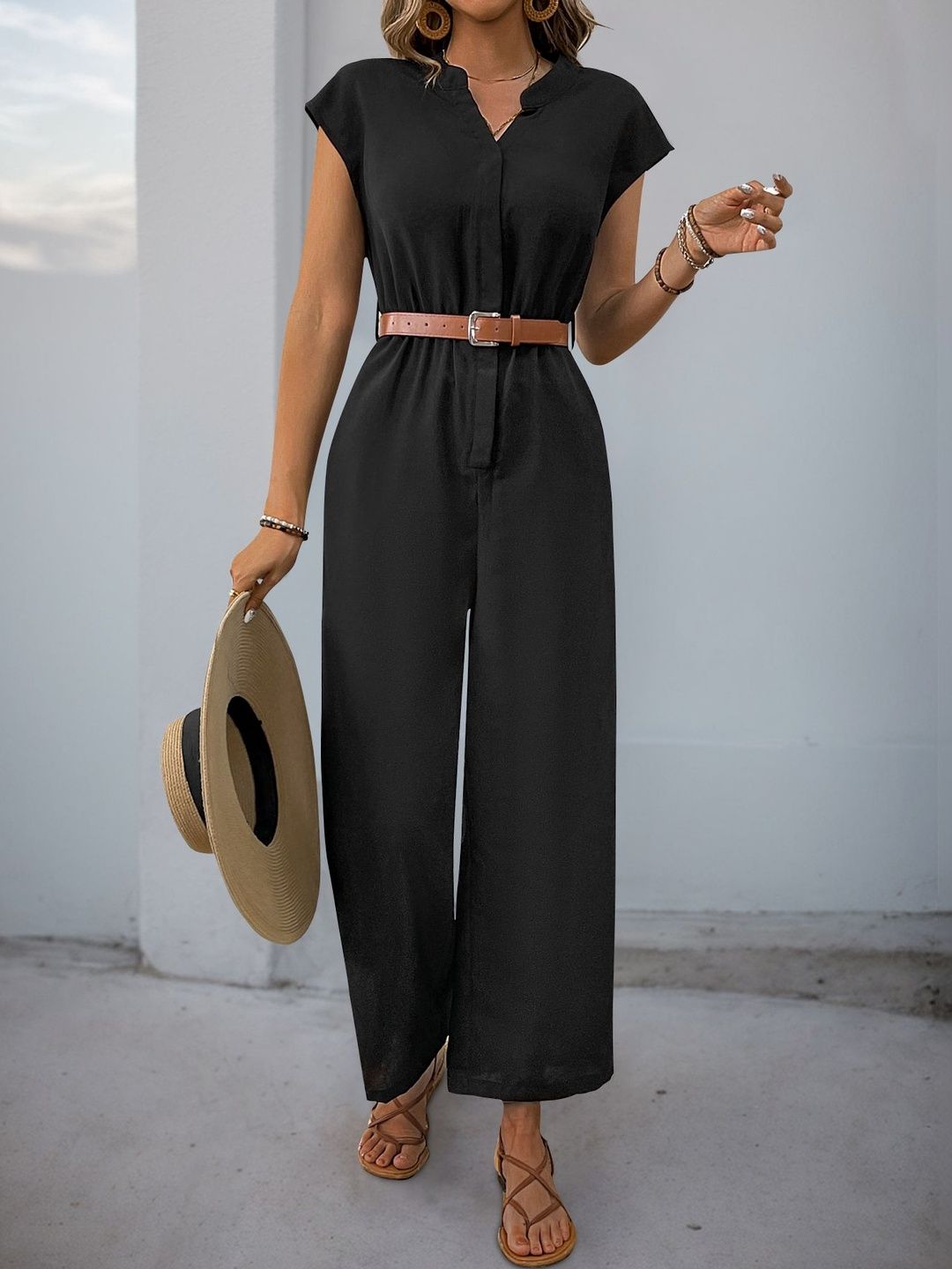 Basic Jumpsuit in Black - Nowi Korean Fashion