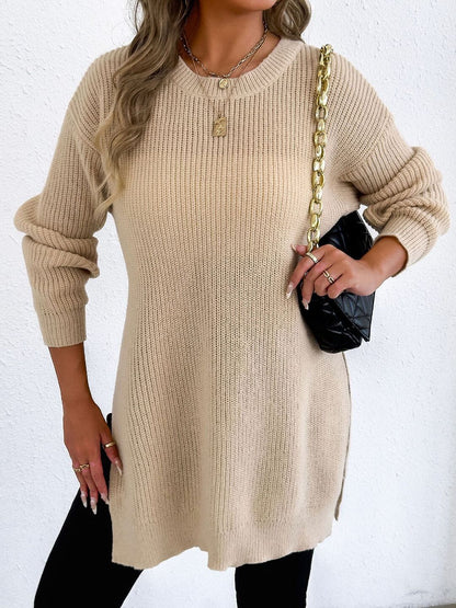 Women Ribbed Longline Pullover