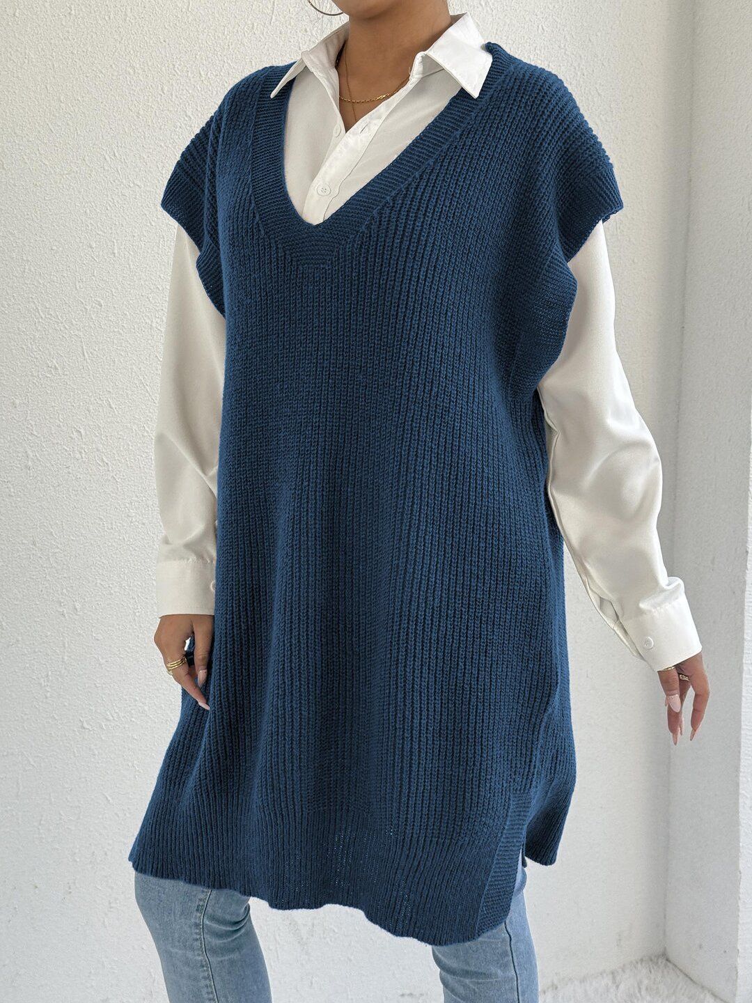 Women Ribbed Sweater Vest
