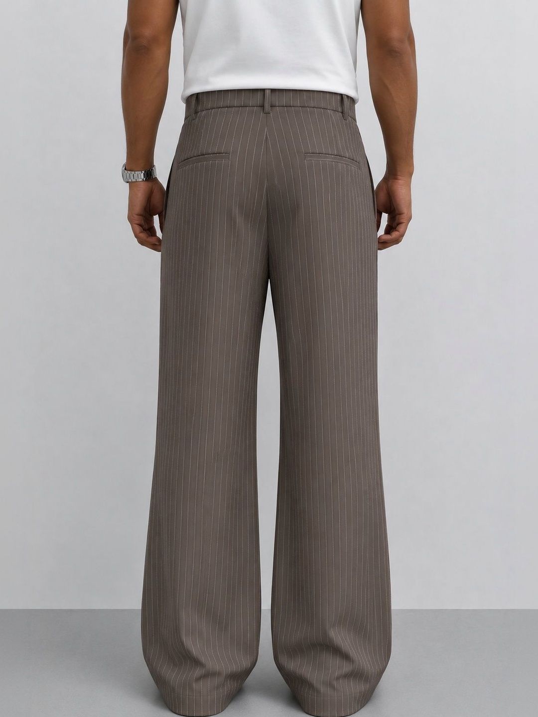 Men Striped Relaxed Easy Wash Trousers