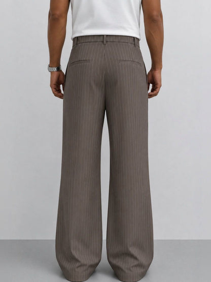 Men Striped Relaxed Easy Wash Trousers