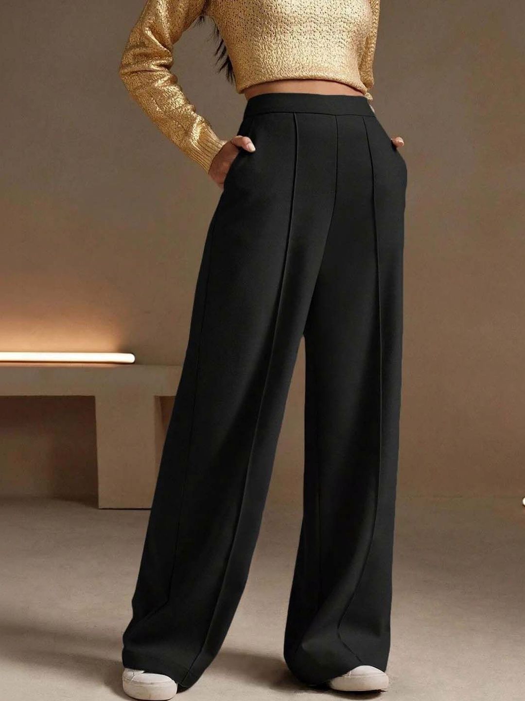 Women Straight Fit High-Rise Trousers