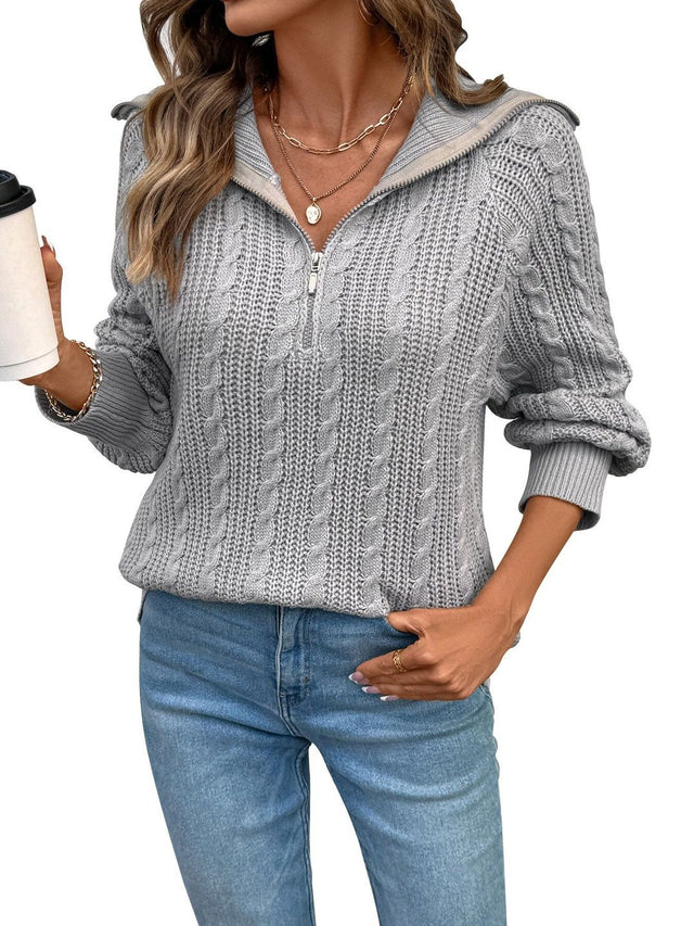 Cable Knit Pullover in Grey - Nowi Korean Fashion