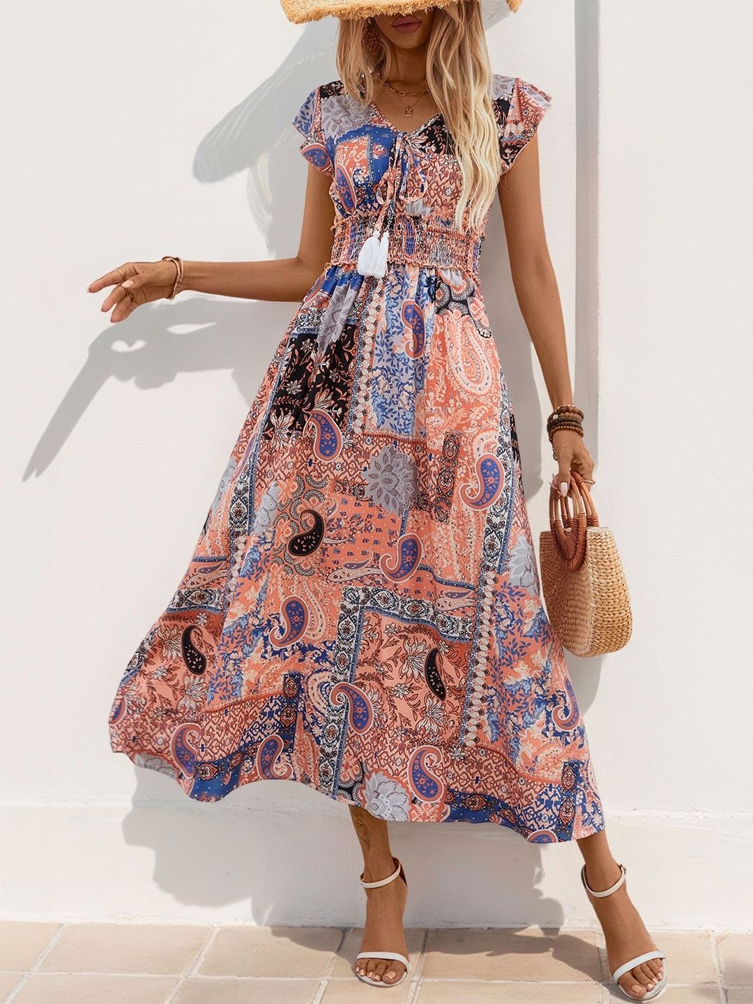 Print A-Line Midi Dress