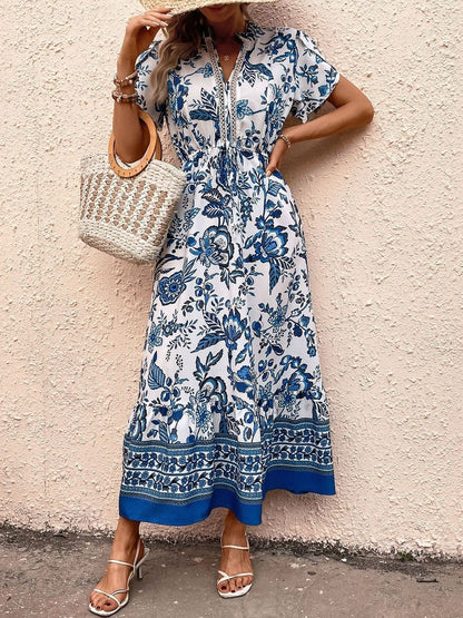 Floral Print A-Line Midi Dress