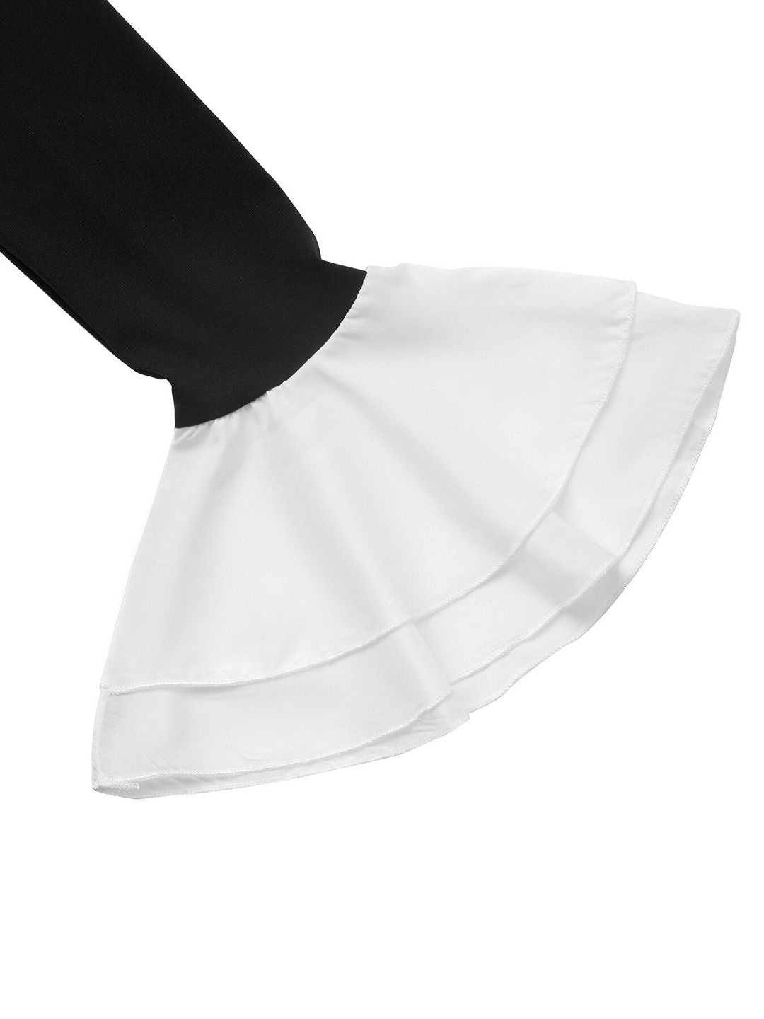 Women's Black Colourblocked Flared Sleeve Ruffled Fit &