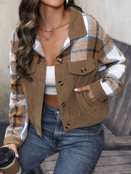 Women Checked Denim Jacket