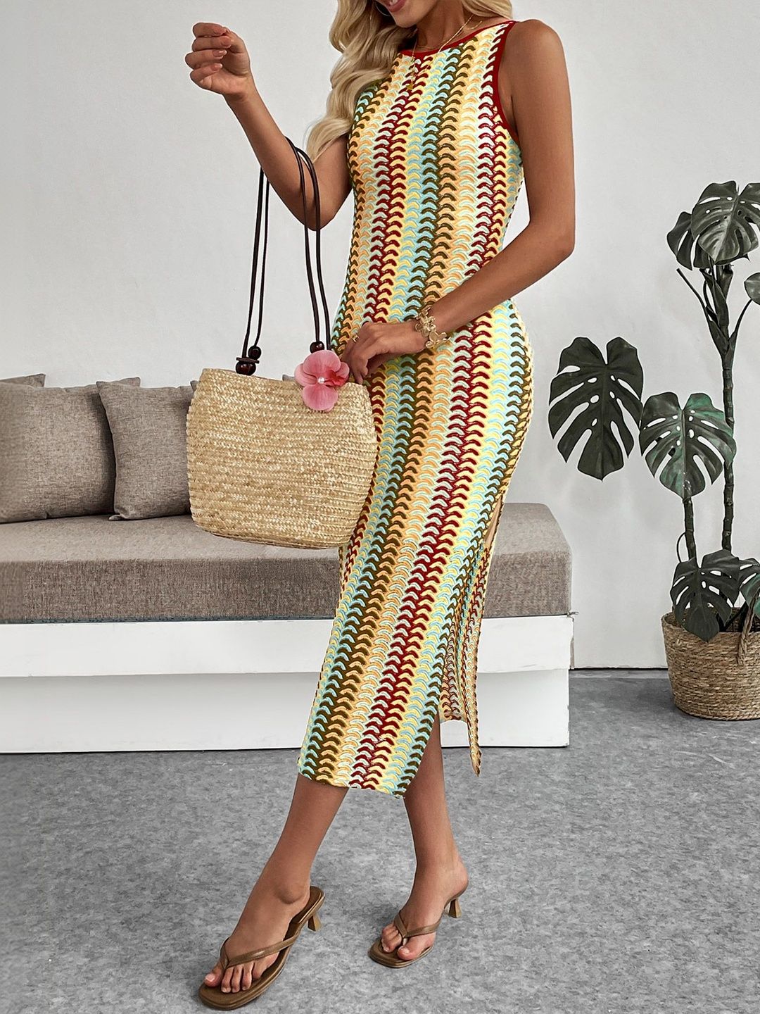 Print Bodycon Midi Dress