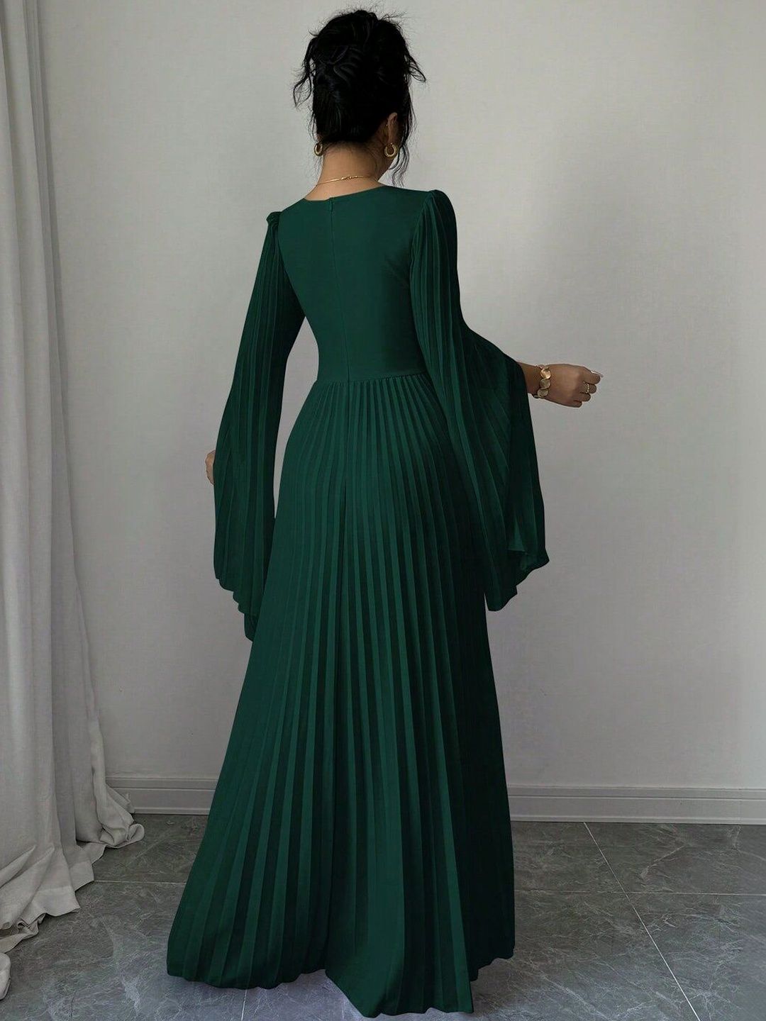 Flared Sleeve A-Line Maxi Dress