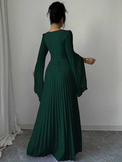 Flared Sleeve A-Line Maxi Dress