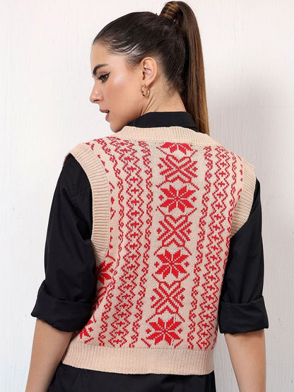 Women Fair Isle Woollen Sweater Vest