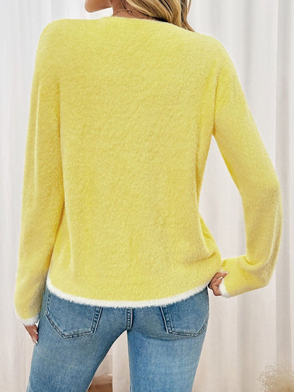 Women's Yellow Cardigan With Applique Detail Blend