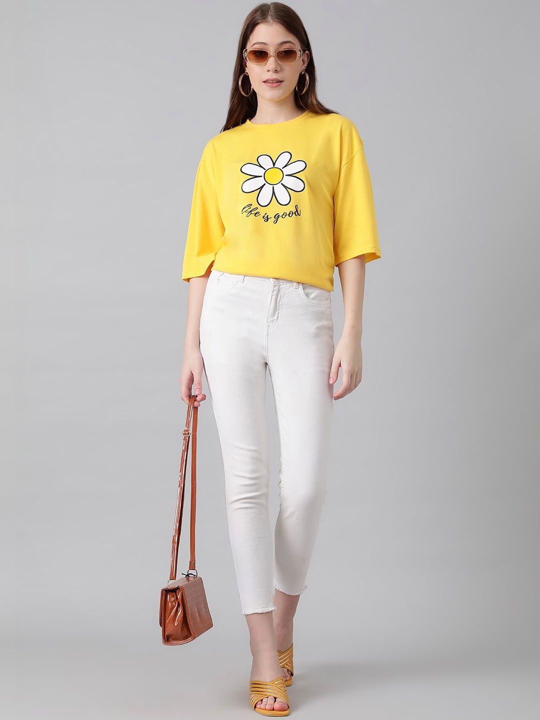 NOWI Women Printed Drop-Shoulder Sleeves T-shirt