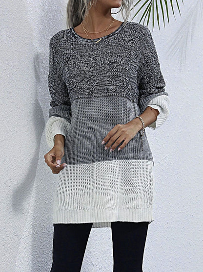 Women's Grey Colourblocked Pullover Blend Printed