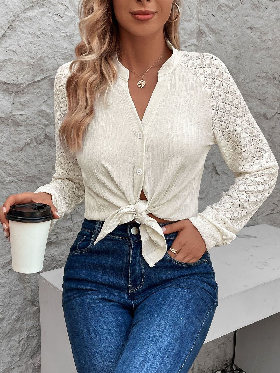 Women Semi Sheer Casual Shirt