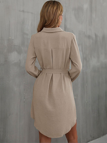 Women's Beige Shirt Dress Blend Printed Regular Fit