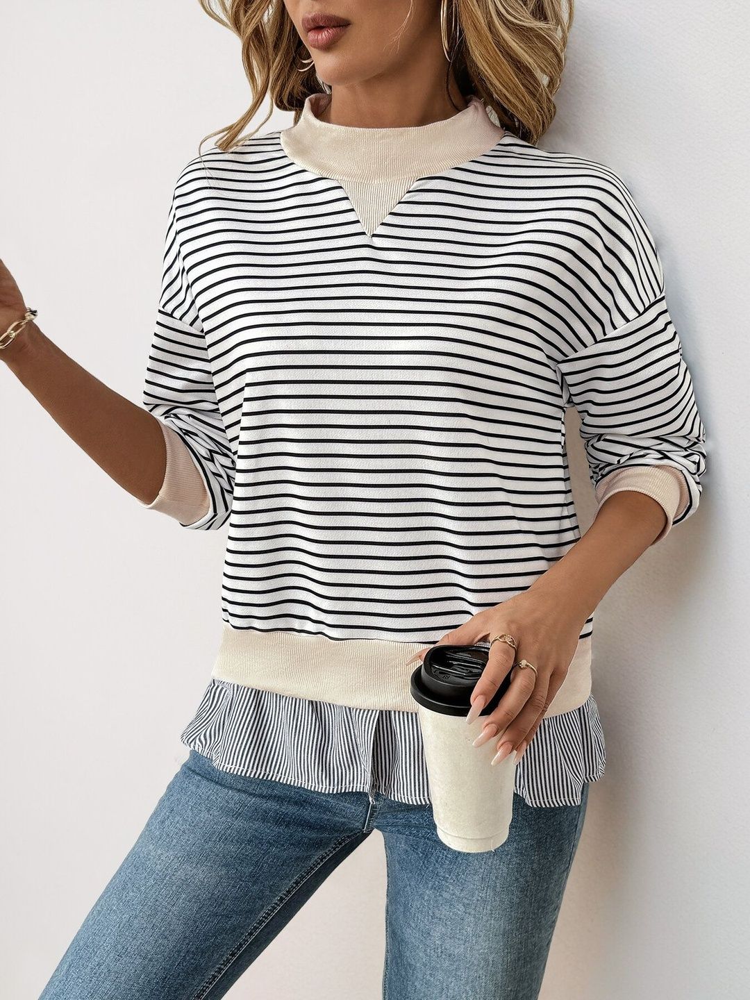 Women Striped Sweatshirt