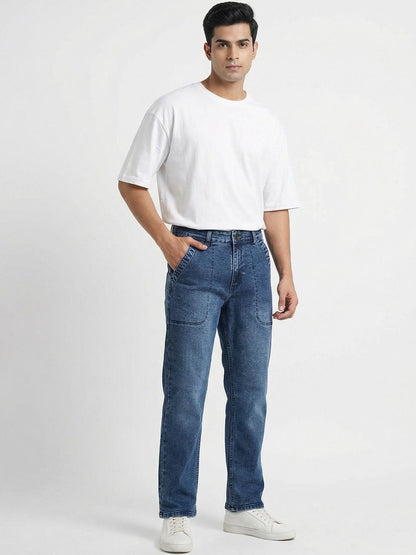 Men Straight Fit Low-Rise Light Fade Stretchable Jeans