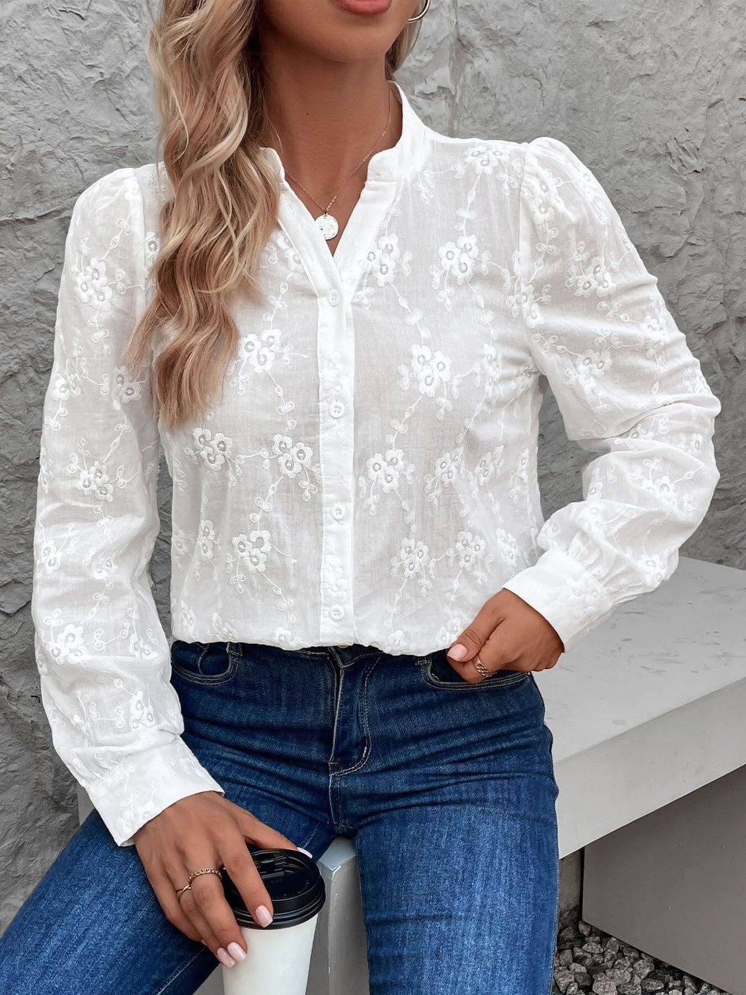 Women Semi Sheer Casual Shirt