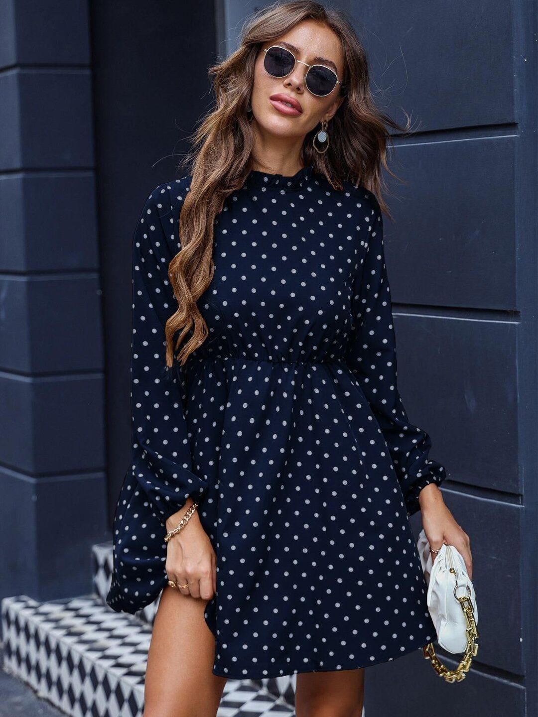 Polka Dot Print A-Line Dress