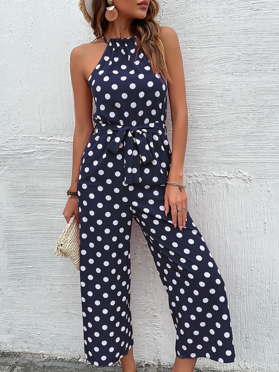 Modal Halter Neck Printed Culotte Jumpsuit