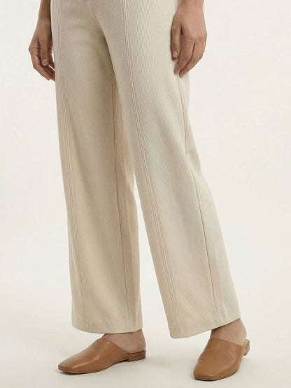 Women Straight Fit High-Rise Pleated Trousers