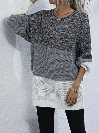 Women's Grey Colourblocked Pullover Blend Printed
