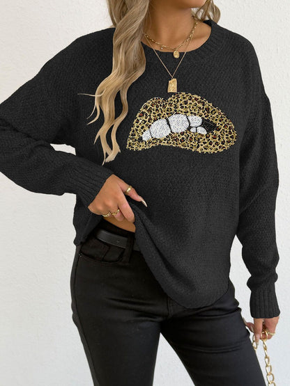 Women Animal Printed Pullover with Embellished Detail