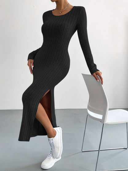 Women's Black Bodycon Midi Dress Blend Printed