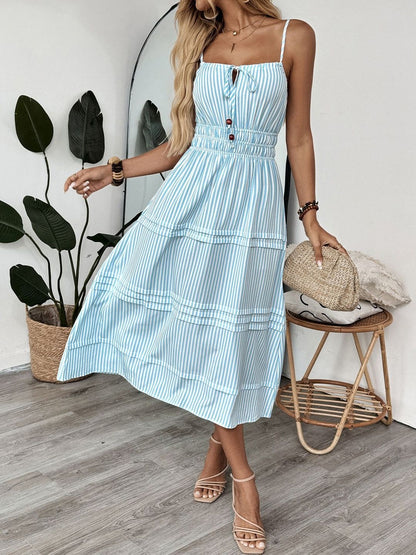 Striped Fit & Flare Midi Dress