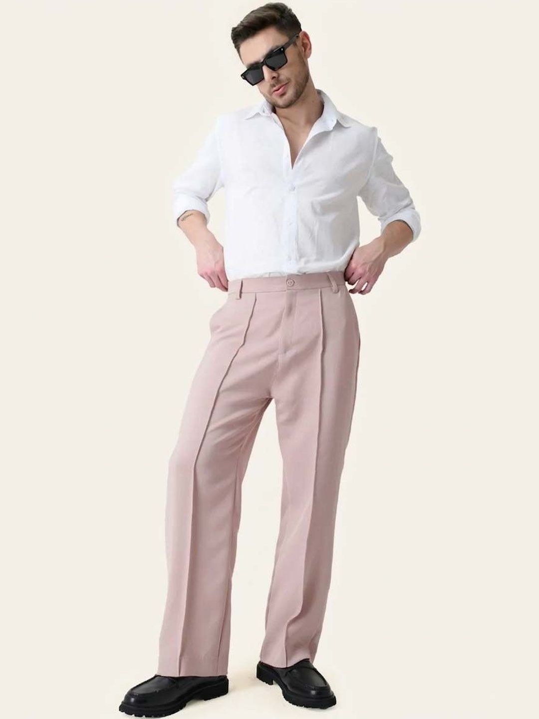 Men Wrinkle Free Pleated Trousers