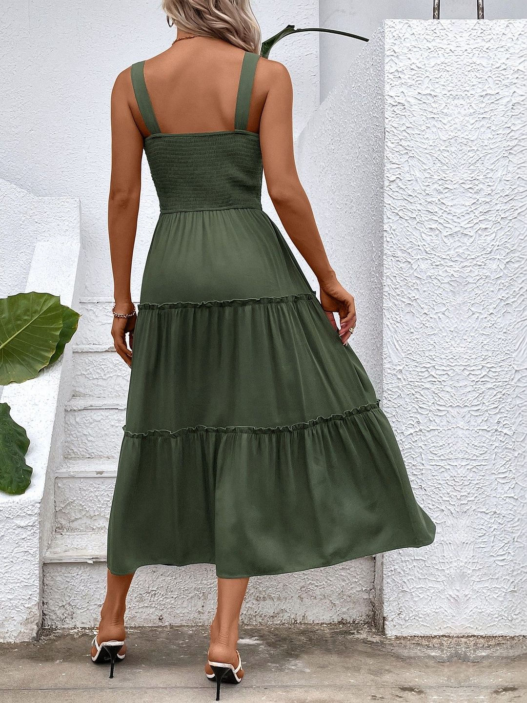 Linen Fit & Flare Midi Dress