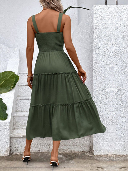 Linen Fit & Flare Midi Dress