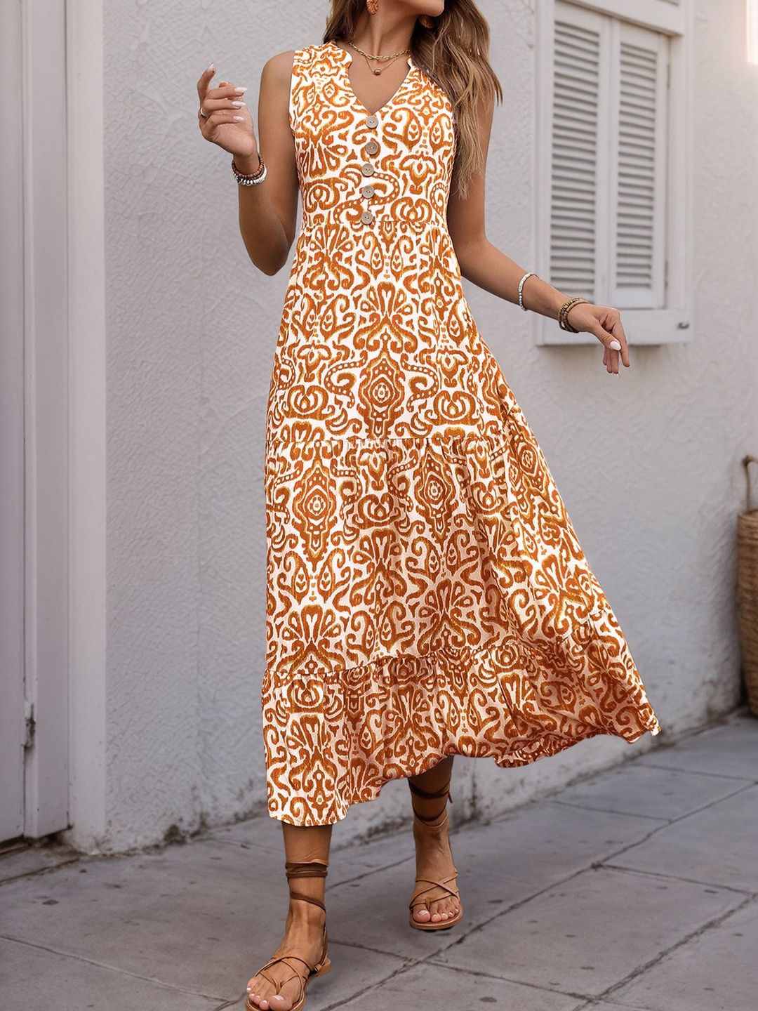 Print A-Line Midi Dress