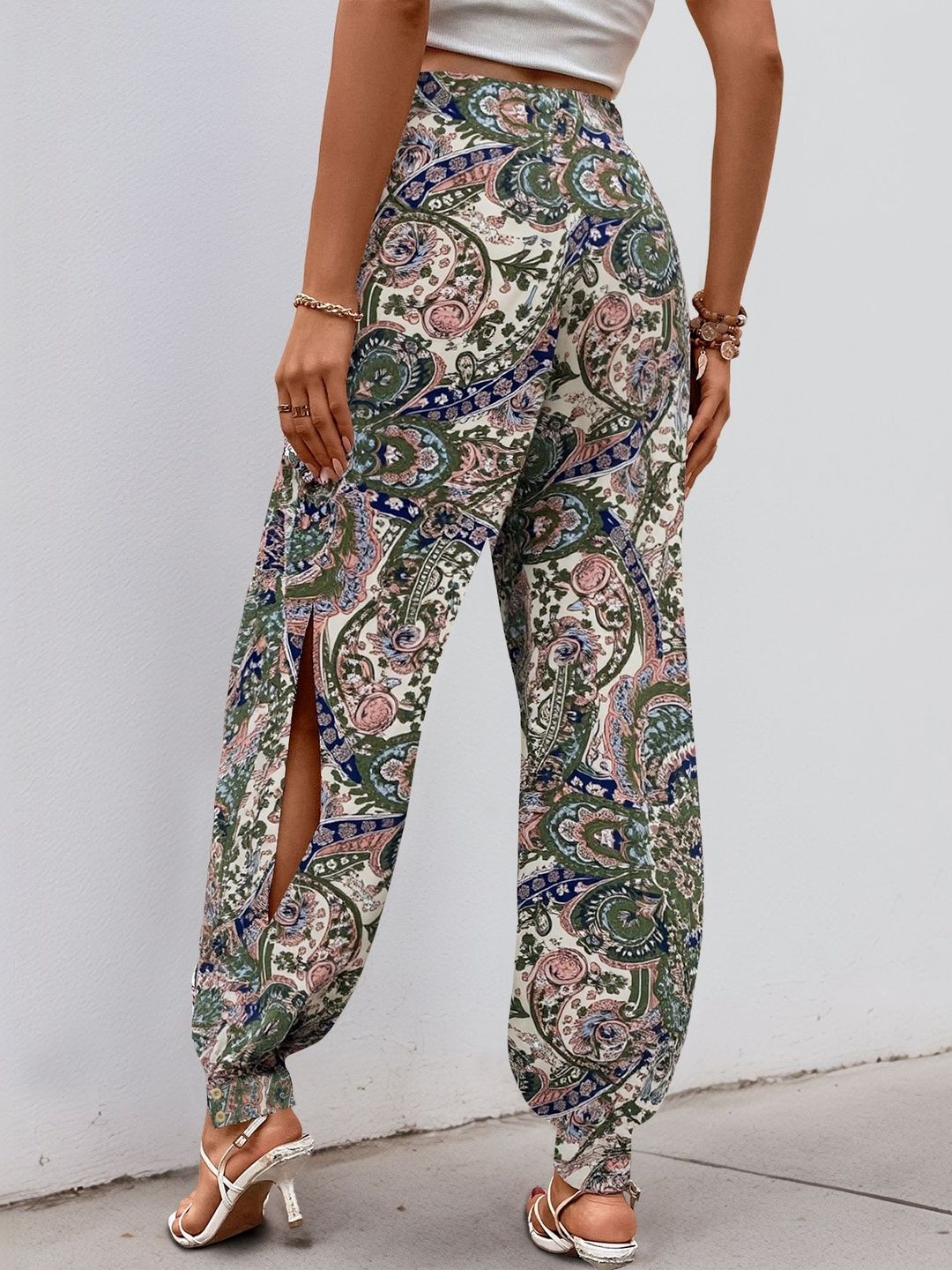 Women Printed Loose Fit Non Iron Trousers