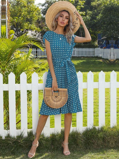NOWI Polka Dot Print Fit & Flare Dress