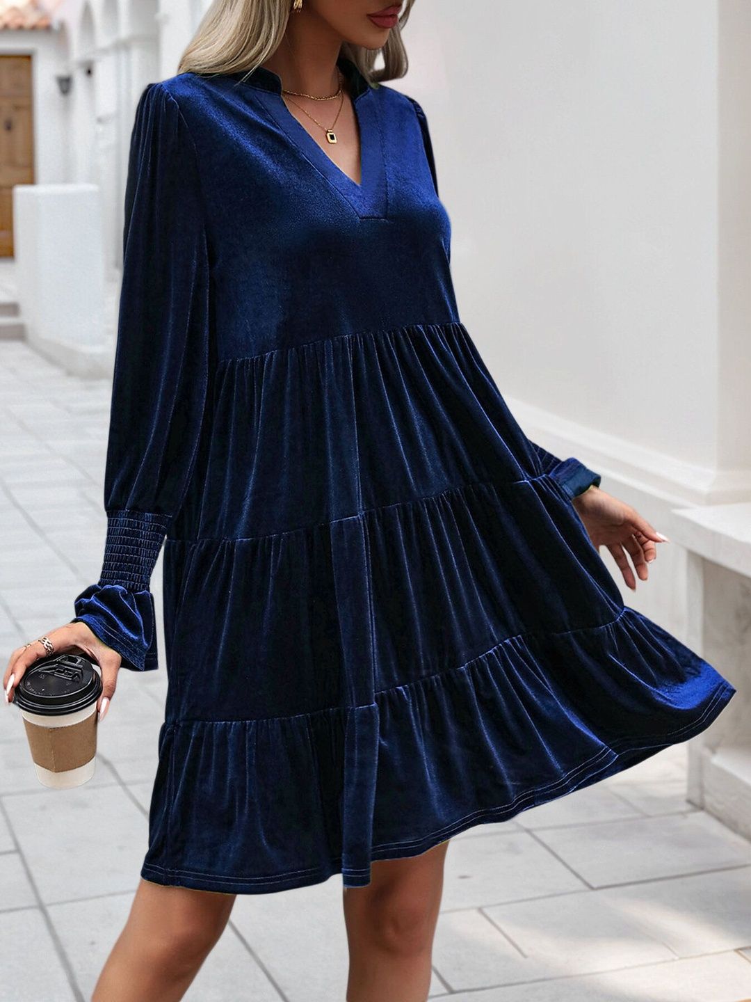 Women's Blue Nowi Fit & Flare Dress