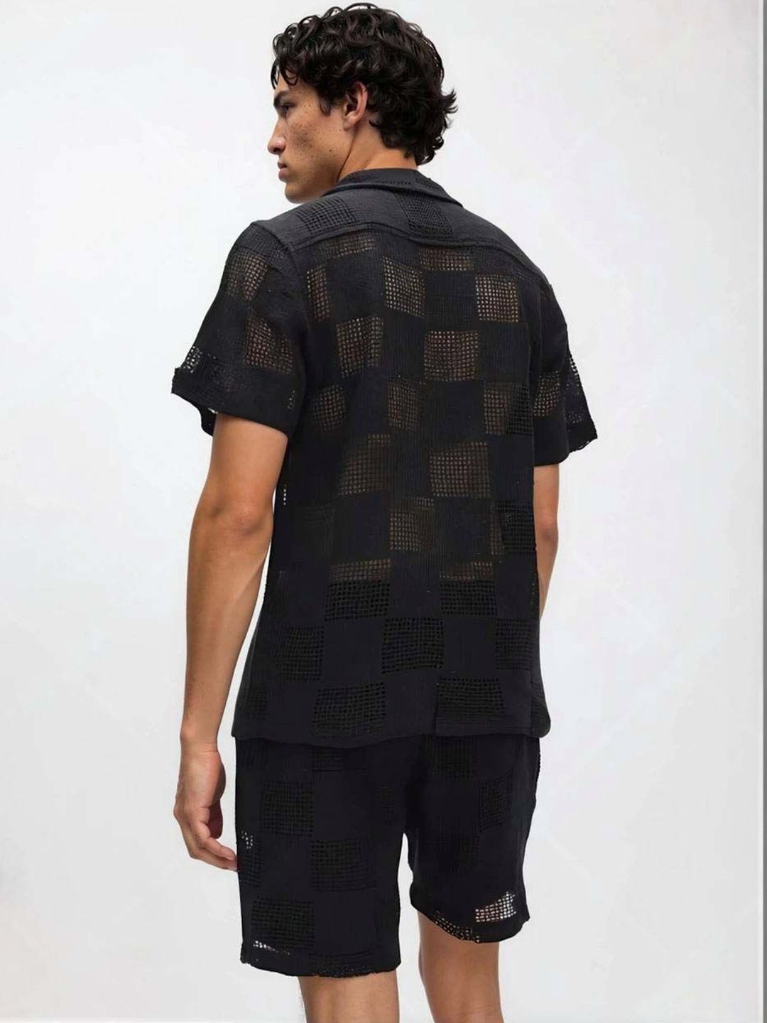 Crochet Self Design Shirt with Shorts